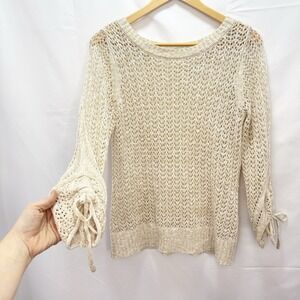 Maurices Boho Crochet Top Open Knit Pullover Sweater Women Size M Beachy Coastal